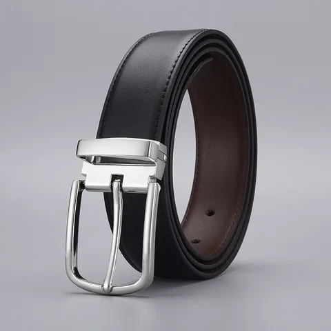 Cintura da Uomo in Pelle Business Crosta di Pelle Fibbia ad Ardiglione Casual per Ufficio Quotidiano Accessorio Classico