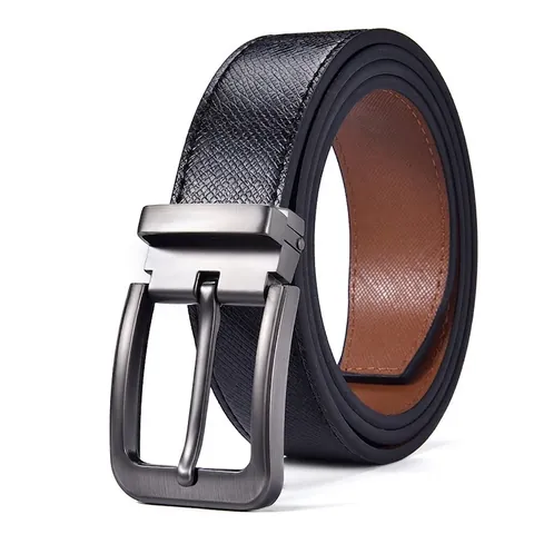 Cintura da Uomo in Vera Pelle Business Fibbia in Lega Versatile Casual Cinturino in Pelle di Vacchetta per Abito Jeans Gioielli