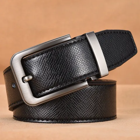 Cintura da Uomo in Vera Pelle Business Fibbia in Lega Versatile Casual Cinturino in Pelle di Vacchetta per Abito Jeans Gioielli