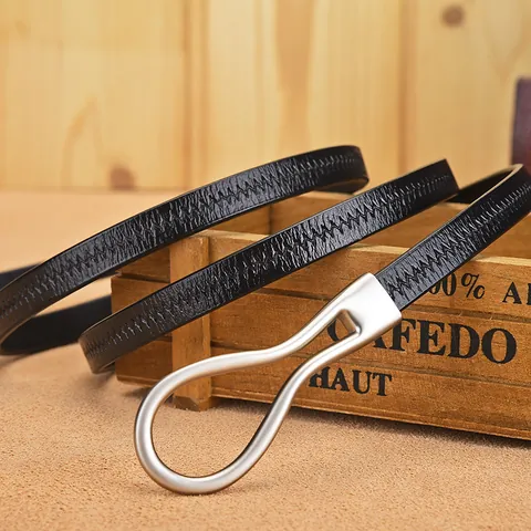 Women Genuine Leather Knotted Belt Minimalist Cowhide Thin Waist Strap For Dress Decoration Alloy Buckle Elegant Accessory