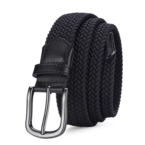 Ceinture Élastique Tressée Casual Hommes Femmes Avec Boucle à Ardillon en Alliage Accessoire de Taille en Tissu