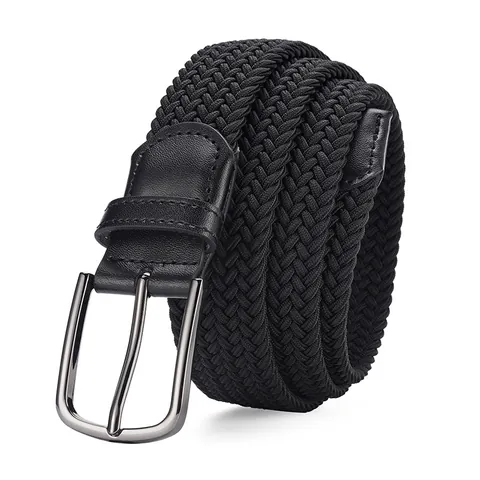 High Elastic Braided Belt For Men Women Simple Casual Stretch Woven Waist Belt Alloy Pin Buckle Adjustable Waistband For Jeans