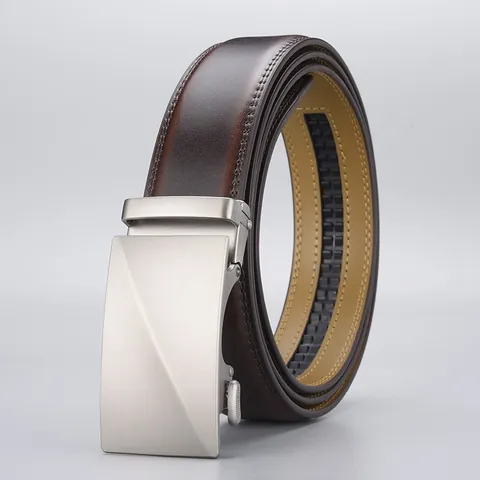 Men Business Genuine Leather Belt Automatic Alloy Buckle Split Cowhide Waistband Versatile Fashion Dress Belt For Trousers Men Accessory