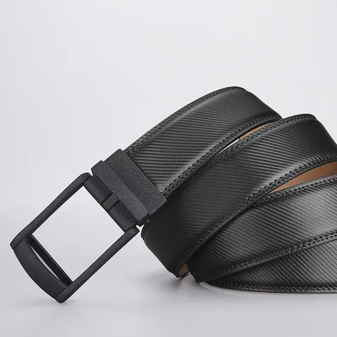 Men's Business Casual Cowhide Leather Belt Automatic Buckle Alloy Waist Strap Minimalist Black Fashion Belt For Men