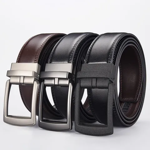 Cintura Business Casual da Uomo in Crosta di Pelle con Fibbia Automatica Cinturino in Pelle Bovina Resistente