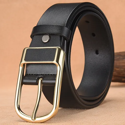 Men's Vintage Split Cowhide Leather Belt Business Casual Waistband With Alloy Pin Buckle High Quality Fashion Trouser Belt
