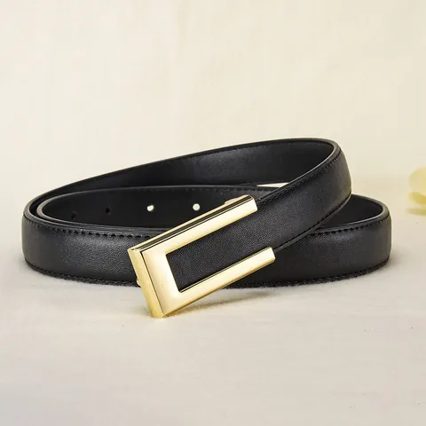 Women Genuine Leather Belt Elegant Split Cowhide Waist Strap With Minimalist Alloy Smooth Buckle Fashion Decorative Accessory For Dresses
