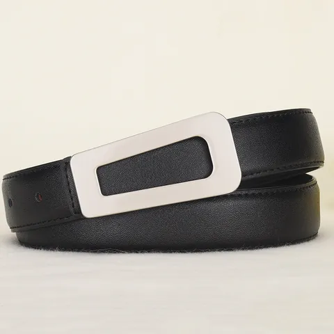 Ceinture pour Femmes en Cuir Véritable Avec Boucle Rectangulaire Creuse en Alliage de Zinc Sangle de Taille Polyvalente Mode Banlieusard pour Robes Jeans Accessoires Décontractés
