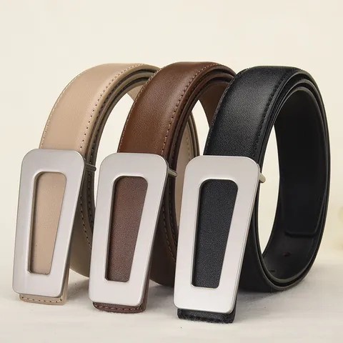 Ceinture pour Femmes en Cuir Véritable Avec Boucle Rectangulaire Creuse en Alliage de Zinc Sangle de Taille Polyvalente Mode Banlieusard pour Robes Jeans Accessoires Décontractés