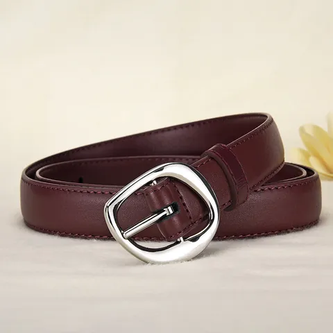 Cintura da Donna in Pelle di Vacchetta Primo Fiore Moda Semplice Fibbia ad Ardiglione Cinturino per Jeans Abiti Casual Donna