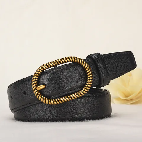 Cintura da Donna in Vera Pelle Moda Vintage Fibbia Ovale Torta Cintura Decorativa per Jeans Accessori per Cintura Casual da Donna