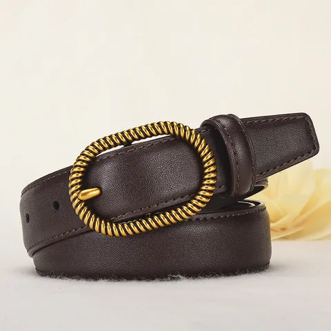 Cintura da Donna in Vera Pelle Moda Vintage Fibbia Ovale Torta Cintura Decorativa per Jeans Accessori per Cintura Casual da Donna