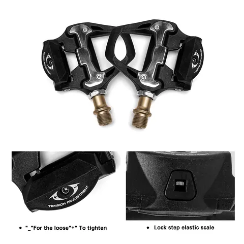 Professional Road Bike Self-Locking Pedals Nylon Body With Cleats Tension Adjustment Cycling Bicycle Accessories