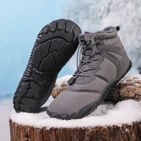 Waterproof Winter Snow Boots For Men Women Warm Plush Lining Outdoor Hiking Boots Anti-Slip Rubber Sole Drawstring Walking Shoes