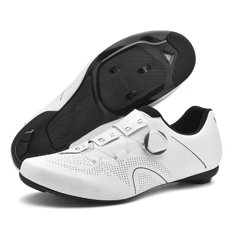 Professional Road Cycling Shoes For Men Women Breathable Lightweight Bicycle Racing Shoes With Rotating Buckle White Black