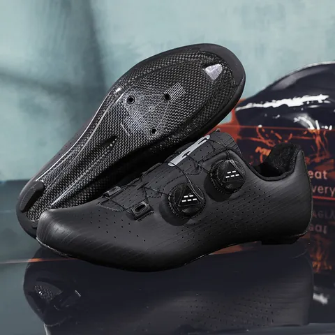 Professional Carbon Fiber Cycling Shoes For Men Women Breathable Road Bike Shoes With Double Rotating Buckles Professional Footwear