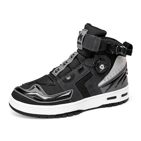 Botas Profesionales de Motocicleta para Hombre Zapatos de Carreras de Media-Alta Con Hebilla Giratoria Protector de Cambio Calzado Protector Antideslizante