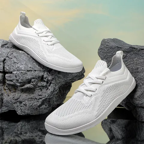 Wide Toe Box Barefoot Shoes For Men Women Breathable Flyknit Minimalist Running Hiking Walking Shoes Lightweight Casual Sport Sneakers
