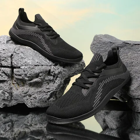 Wide Toe Box Barefoot Shoes For Men Women Breathable Flyknit Minimalist Running Hiking Walking Shoes Lightweight Casual Sport Sneakers