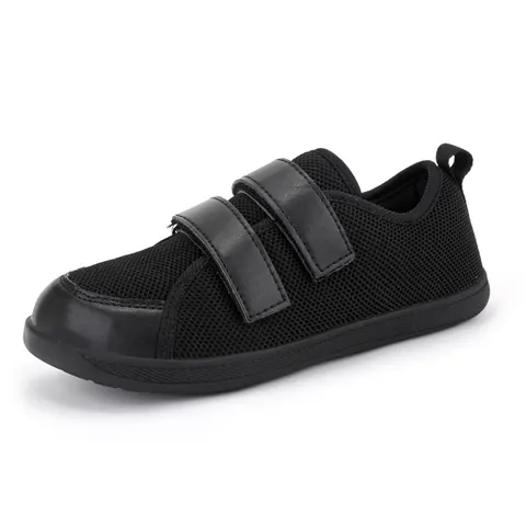Kids Mesh Fabric Synthetic Leather Barefoot Wide Toe Box Sneakers Non-Slip Rubber Sole Velcro Running Hiking Casual Shoes Boys Girls