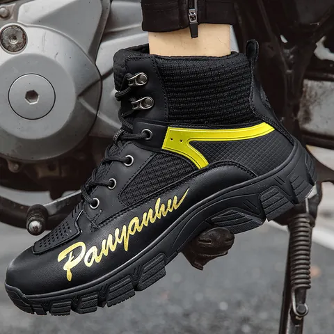 Men Professional Motorcycle Riding Boots Waterproof Tactical Protective Racing Shoes Outdoor Anti Slip High Top Biker Boots