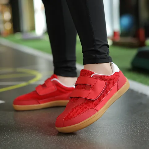 Kids Barefoot Shoes Wide Toe Breathable Mesh Anti-Slip Rubber Sole Double Hook Loop Strap Outdoor Sneakers For Boys Girls