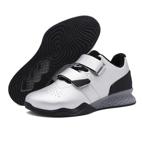 Professional Weightlifting Shoes Men Women Squat Training Shoes Double Hook Loop Straps TPU Support Non-Slip Rubber Sole Powerlifting Gym Sneakers