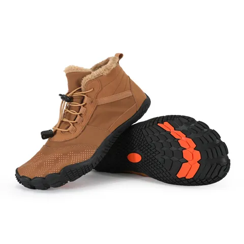 Unisex Winter Barefoot Snow Boots High Top Fleece Lined Warm Outdoor Hiking Shoes Waterproof Anti Slip Rubber Sole Casual Boots