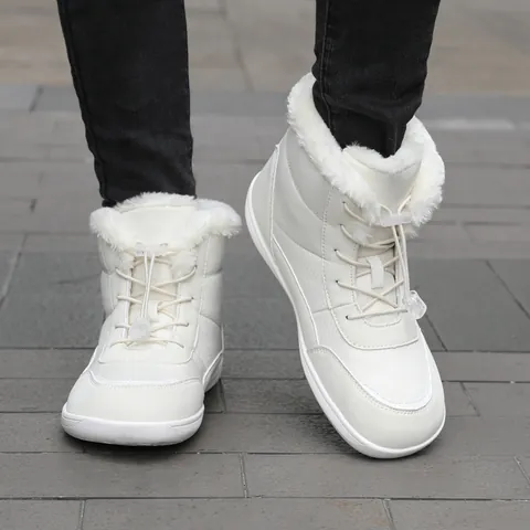 Unisex Winter Snow Boots Waterproof Faux Fur Lined Warm Non-Slip Outdoor Hiking Boots For Couples Casual Cotton Shoes