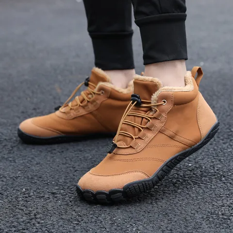 Unisex Outdoor Snow Boots Fleece Lined Warm Winter Hiking Shoes Anti-slip Waterproof Barefoot Style Trekking Sneakers
