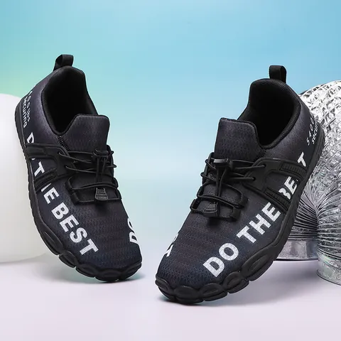 Chaussures de Randonnée Extérieures Respirantes Flyknit Baskets Pieds Nus Semelle Caoutchouc Antidérapante Laçage Rapide Chaussures de Marche Homme Femme