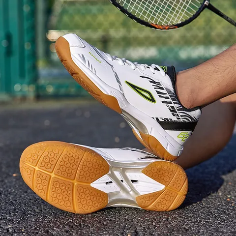 Professional Badminton Shoes For Men Women Breathable Non-slip Indoor Court Training Sneakers Synthetic Leather Rubber Sole Athletic Footwear
