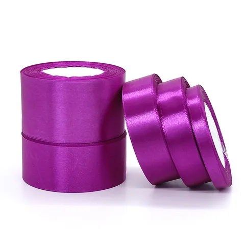 Effen Roos Paars Satijn Lint Polyester Decoratieve Stoffen Tape Voor Cadeauverpakking Huwelijksfeest Scène Decoratie Doe-het-zelf Lintrol