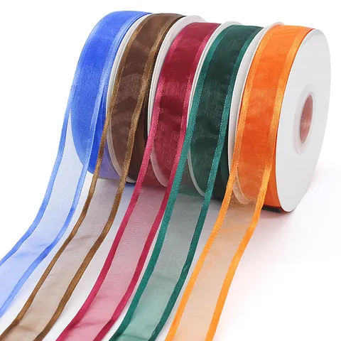 Breed Doorschijnend Gaaslint Satijnen Rand Sneeuwgaren Chiffon Lint Voor DIY Haaraccessoires Cadeau Bloemenverpakking Bruiloft Feest Decoratie