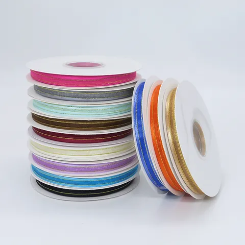 Gold Edge Chiffon Mesh Ribbon For DIY Crafts Floral Bouquet Gift Wrapping Hair Accessories Wedding Party Decoration