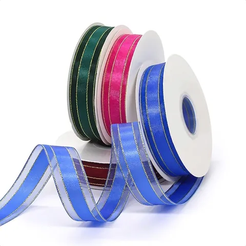 Eleganter Nylon Netzband Mit Goldrand Für Hochzeit Party DIY Handwerk Geschenk Blume Verpackung Dekorative Band Rolle