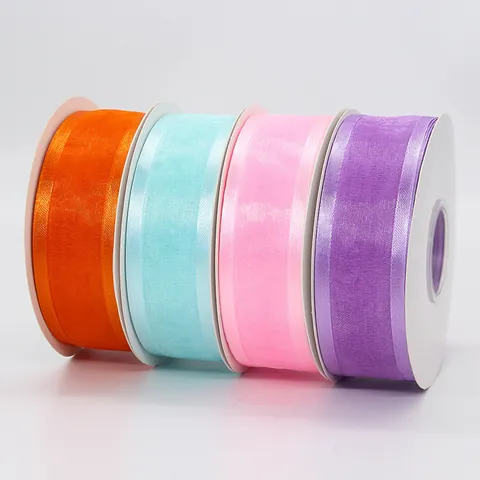 Wide Edge Organza Ribbon Sheer Mesh Ribbon With Satin Edge For DIY Crafts Gift Wrapping Flower Bouquet Wedding Party Decor