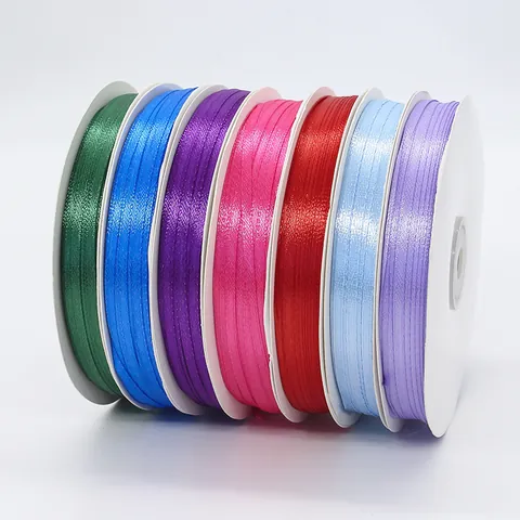 Dubbelzijdig Satijnen Lint Polyester Stof Tape Voor Cadeauverpakking DIY Craft Bruiloft Feest Decoratie Effen Kleur