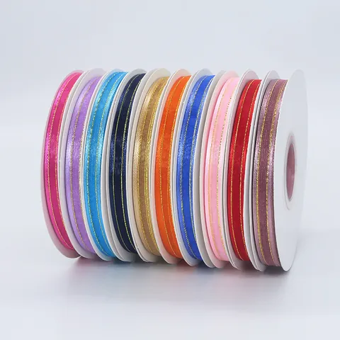 Gold Edge Chiffon Mesh Ribbon For DIY Crafts Floral Bouquet Gift Wrapping Hair Accessories Wedding Party Decoration