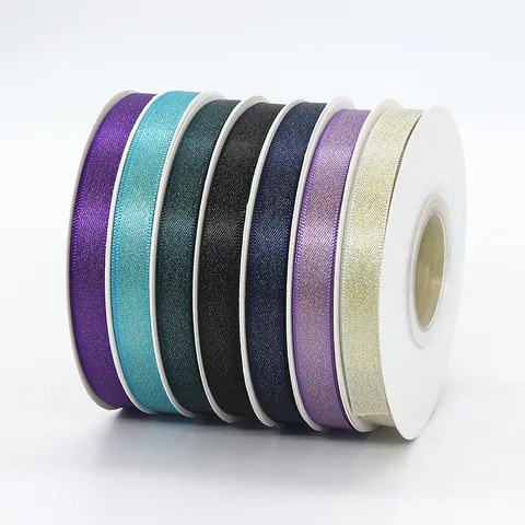 Metallic Glitter Satin Ribbon Polyester Webbing For Gift Wrapping DIY Craft Wedding Party Decoration Flower Box Bow Making
