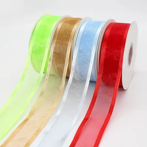 Wide Edge Organza Ribbon Sheer Mesh Ribbon With Satin Edge For DIY Crafts Gift Wrapping Flower Bouquet Wedding Party Decor
