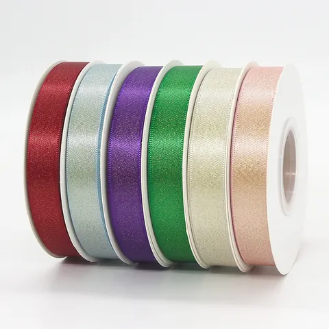 Elegant Glitter Satin Ribbon For Gift Wrapping Bouquet Bow DIY Crafts Wedding Birthday Party Decoration Shiny Decorative Webbing