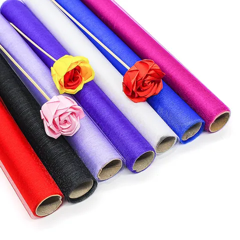 DIY Floral Packaging Material Organza Tulle Roll Corrugated Paper For Wedding Decor Flower Gift Wrapping Handcraft Material