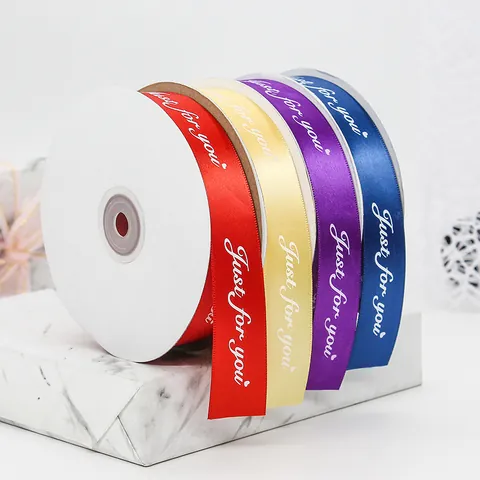 Polyester Satijn Lint Cadeauverpakking Lint Met Just For You Bedrukte Letter Voor Bruiloft Verjaardagsfeest Decoratie