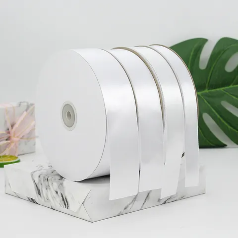 White Satin Ribbon Polyester Decorative Webbing For Gift Wrapping DIY Crafts Wedding Party Decoration Sewing Home Textile