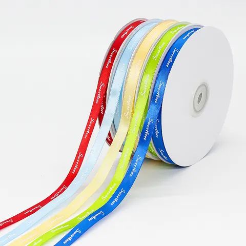 Hoge Dichtheid Polyester Satijnen Lint Met Sweetlove Letteropdruk Voor Cadeauverpakking Bruiloft Feestdecoratie DIY Ambachten