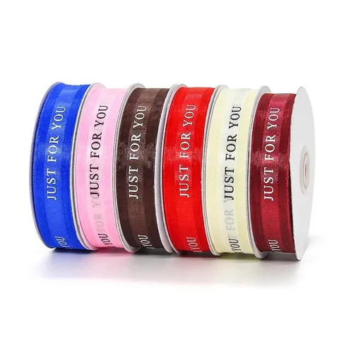 Polyester Organza Ribbon With Letter Print Happy Birthday Just For You For Gift Wrapping Cake Baking Party Decoration