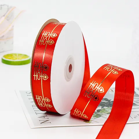 Rood Satijnen Lint Goud Bronzen Dubbel Geluk Patroon Voor Bruiloft Feest Cadeauverpakking Polyester Decoratieve Lint Feestelijke Decor
