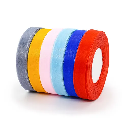 Sheer Organza Ribbon Chiffon Fabric Decorative Ribbons For Gift Wrapping Wedding Flower Cake Party Decoration DIY Craft Hair Bow Supplies