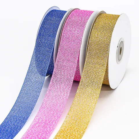 Glitter Metallic Ribbon For Gift Wrapping Nylon Sparkly Decorative Ribbons For Christmas DIY Crafts Cake Packaging Wedding Party Multicolor